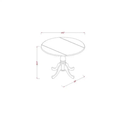 Ensemble de salle à manger rustique : table de cuisine ronde 5 pièces 107 cm avec rallonges et 4 chaises Parsons
