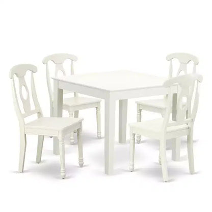 Coastal Dining Set 5Pc Square Table & Chairs - 36 Inch - Craftsman Style