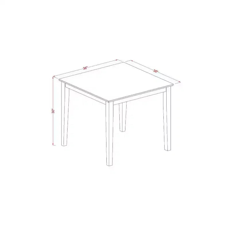Ensemble de salle à manger côtier 5 pièces table carrée et chaises - 36 pouces - Style artisanal