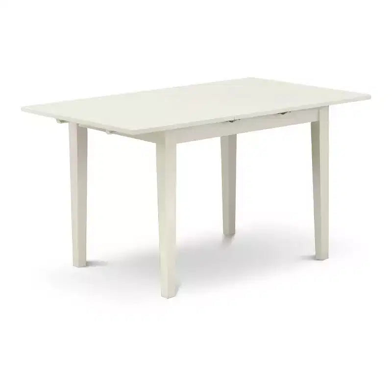 Ensemble de salle à manger 3 pièces en bois massif à plateau rectangulaire, fini blanc lin