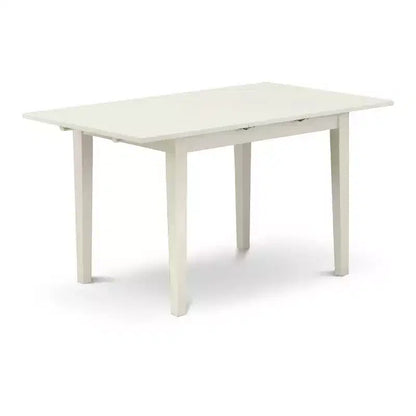 Ensemble de salle à manger 3 pièces en bois massif à plateau rectangulaire, fini blanc lin