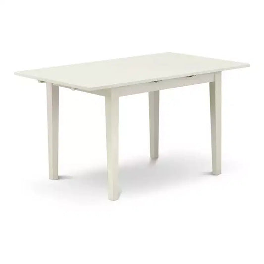 Ensemble de salle à manger 3 pièces en bois massif à plateau rectangulaire, fini blanc lin
