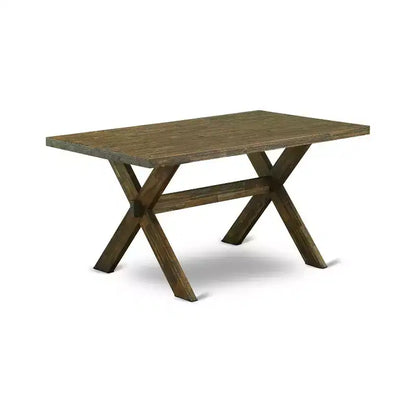 HomeStock Table à manger rectangulaire 5 pièces en bois massif finition jacobéenne vieillie avec 4 chaises Parson