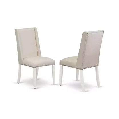 Ensemble de salle à manger médiéval - 5 pièces - Table en bois massif et 4 chaises Parsons - Finition blanc lin