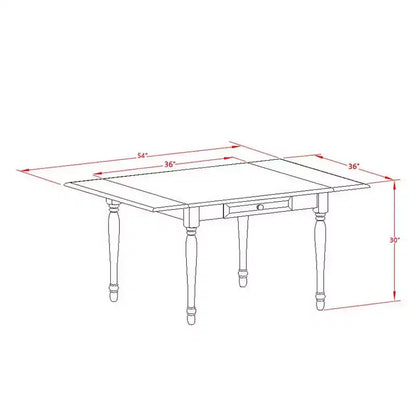 Ensemble de salle à manger médiéval - 5 pièces - Table en bois massif et 4 chaises Parsons - Finition blanc lin