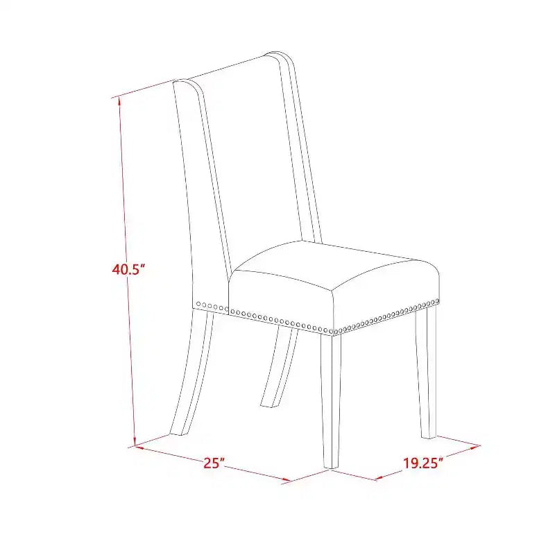 Ensemble de salle à manger médiéval - 5 pièces - Table en bois massif et 4 chaises Parsons - Finition blanc lin