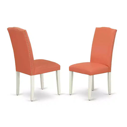 Ensemble Table de Salle à Manger Ronde 5 Pièces - Table de 42 Pouces et 4 Chaises - Cuir PU Rose Flamant - Meubles de Cuisine