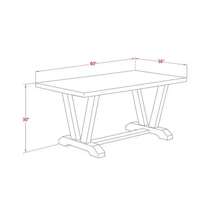 Table de salle à manger rectangulaire 7 pièces avec plateau en bois massif finition chêne naturel et 6 chaises Parson avec
