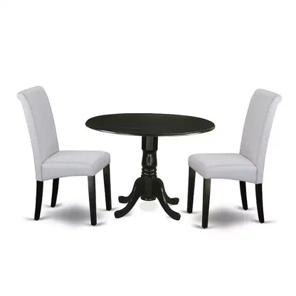 Kitchen Table Set 3 Piece Round Dining Table & Chairs Nordic Modern Design 42 Inch