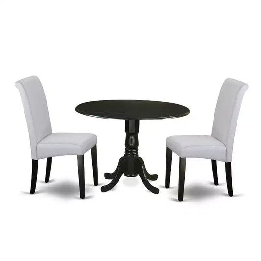 Kitchen Table Set 3 Piece Round Dining Table & Chairs Nordic Modern Design 42 Inch