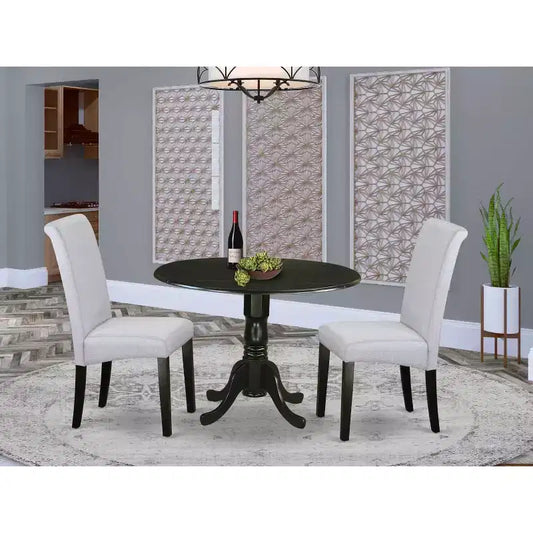 Ensemble table et chaises de cuisine 3 pièces Table à manger ronde et chaises Design nordique moderne 107 cm