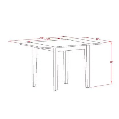 Ensemble de salle à manger 5 pièces en bois massif finition acajou – 4 places