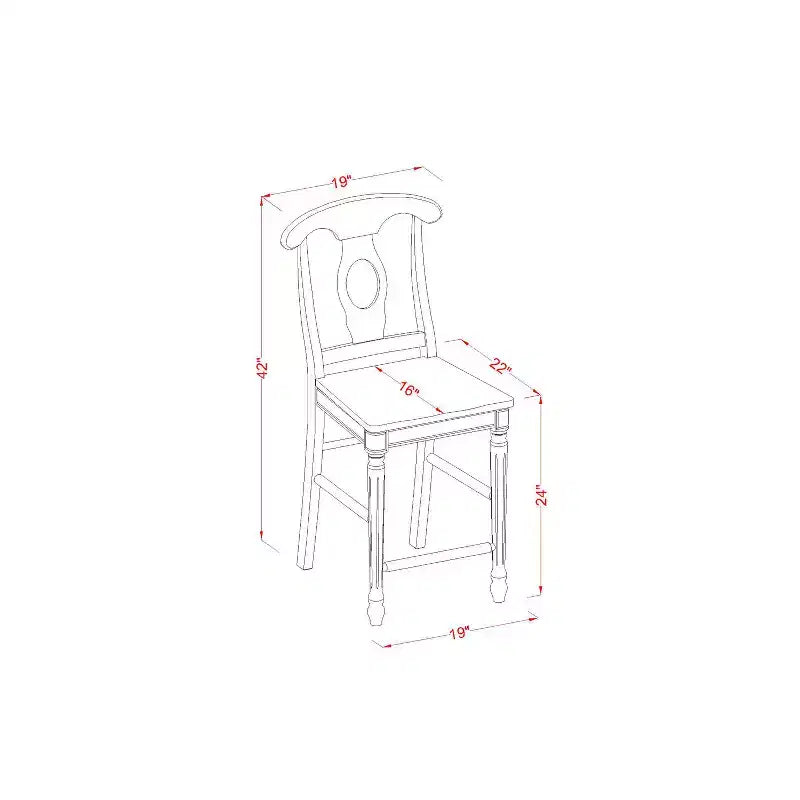 HomeStock Ensemble de salle à manger 5 pièces en bois massif, table ronde à plateau laiteux et cerisier avec 4 chaises