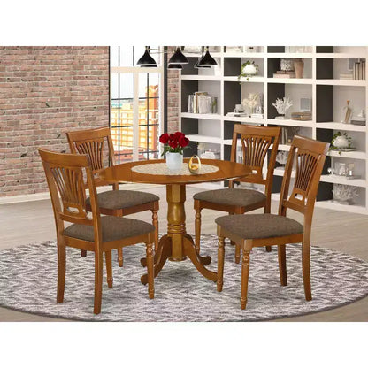 Ensemble de salle à manger baroque - Table et 4 chaises - Ensemble de salle à manger en bois dur - Finition marron selle