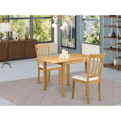 Ensemble de salle à manger 3 pièces HomeStock en bois massif finition chêne brun naturel