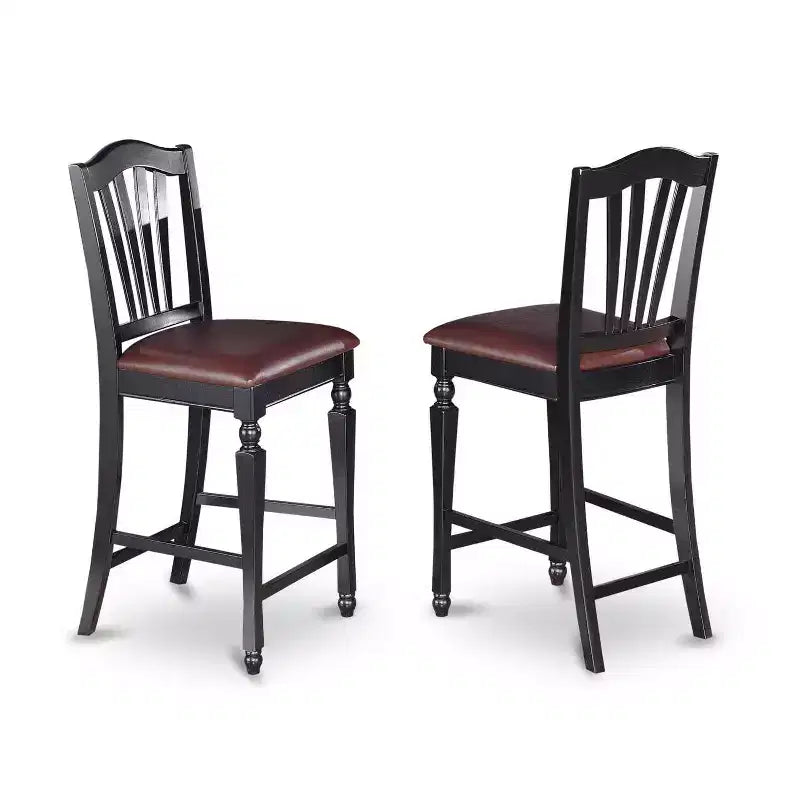 Ensemble de salle à manger hauteur comptoir – Table et chaises 3 pièces – Ensemble de cuisine/bar moderne – 36x36 pouces – Noir et cerisier