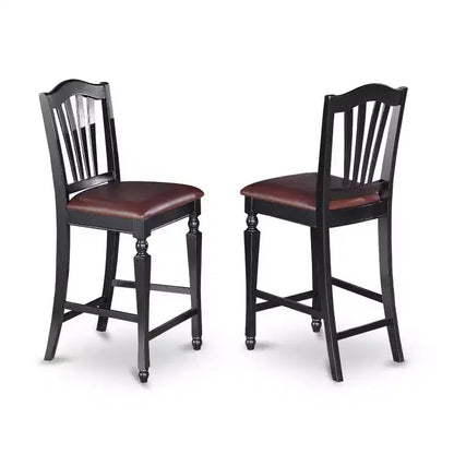 Ensemble de salle à manger hauteur comptoir – Table et chaises 3 pièces – Ensemble de cuisine/bar moderne – 36x36 pouces – Noir et cerisier