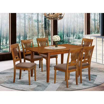Ensemble Table de Cuisine Moderne - Table Rectangulaire et 4 Chaises, 5 Pièces, Idéal Petits Espaces, Finition Marron Selle