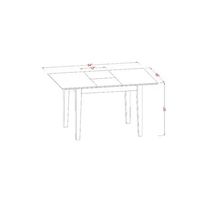 Ensemble de salle à manger 3 pièces HomeStock avec plateau rectangulaire en bois massif finition acajou et rallonge papillon