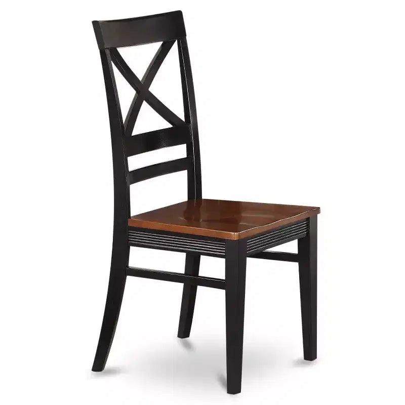 HomeStock Ensemble de salle à manger 7 pièces avec table rectangulaire en bois massif noir et merisier et 6 chaises