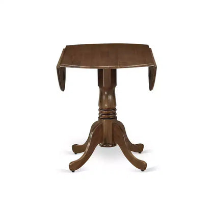 Ensemble de salle à manger 5 pièces - Table ronde avec abattants et 4 chaises - Finition noyer moderne