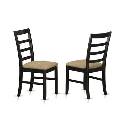Table de salle à manger HomeStock 3 pièces ronde, plateau en bois massif noir et cerisier avec 2 chaises