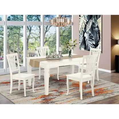 Ensemble de salle à manger médiéval 5 pièces avec table rectangulaire et chaises - Table de 42/60 pouces avec rallonge