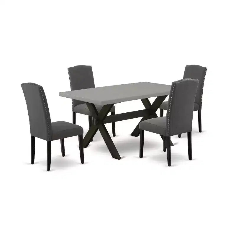 5-Piece Rectangle Natural Oak Finish Solid Wood Top Dining table with 4 Chairs with