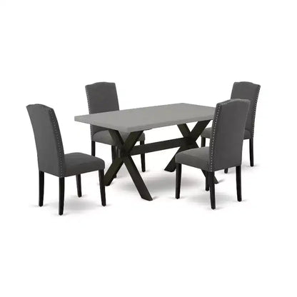5-Piece Rectangle Natural Oak Finish Solid Wood Top Dining table with 4 Chairs with