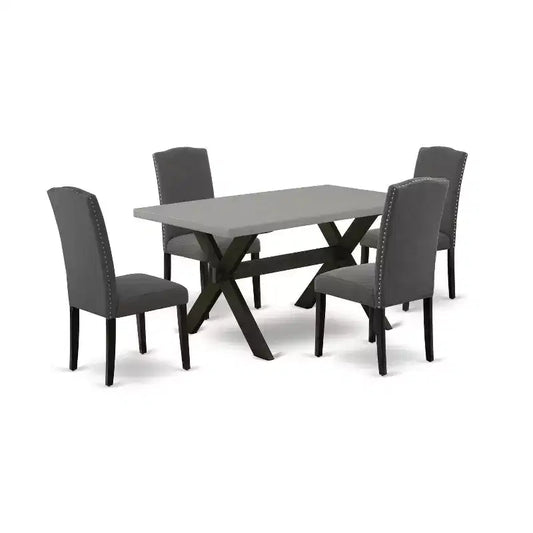5-Piece Rectangle Natural Oak Finish Solid Wood Top Dining table with 4 Chairs with