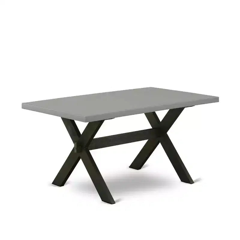 Table à manger 5 pièces rectangulaire avec plateau en bois massif finition chêne naturel et 4 chaises avec