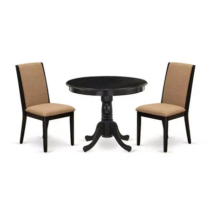 3-Piece Wirebrushed Black Solid Wood Top - Dining Room Set - Seats 4