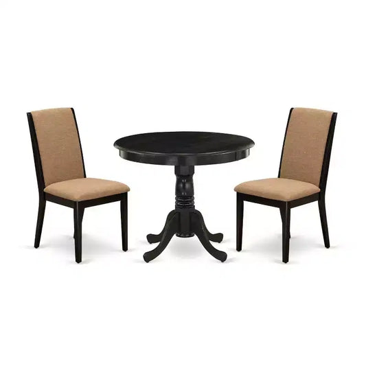 3-Piece Wirebrushed Black Solid Wood Top - Dining Room Set - Seats 4