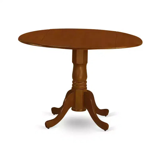 HomeStock 5-Piece Round Saddle Brown Finish Solid Wood Top Dining table with 4 Chairs