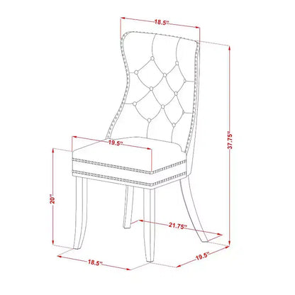 Ensemble de salle à manger 5 pièces en bois massif blanc cassé - Table ronde et chaises rembourrées - 4 places