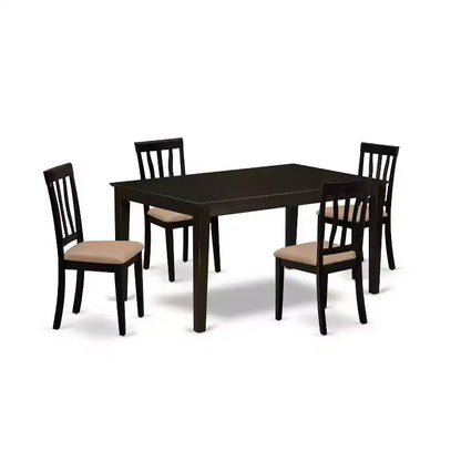 5-Piece Cappuccino Solid Wood Top - Dining Room Set - Seats 4