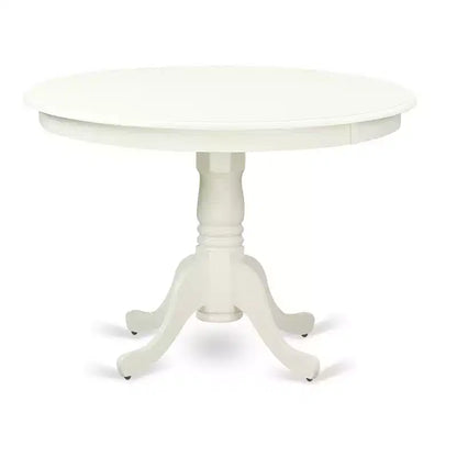 Round Dining Set - 5 Piece Kitchen Table with 4 Chairs - Linen White Finish