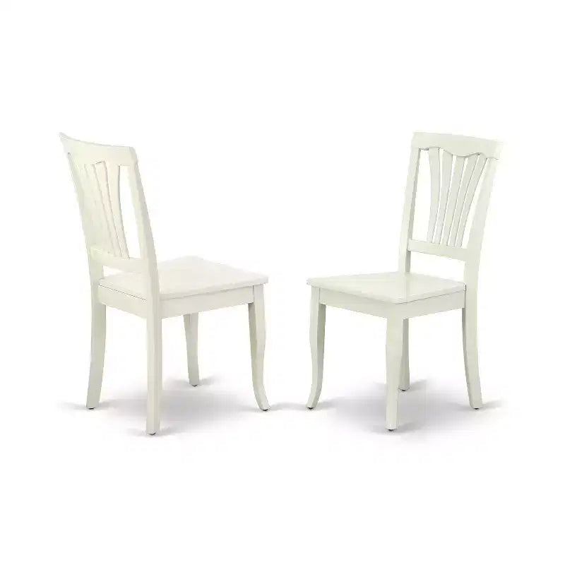 Ensemble de salle à manger rond - Table de cuisine 5 pièces avec 4 chaises - Finition blanc lin
