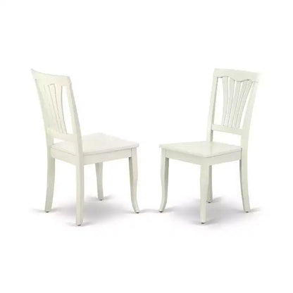 Ensemble de salle à manger rond - Table de cuisine 5 pièces avec 4 chaises - Finition blanc lin