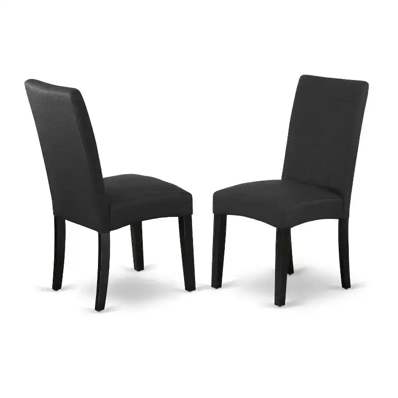 HomeStock 5-Piece Round Black and Cherry Finish Solid Wood Top Dining Table with 4 Parson Chair