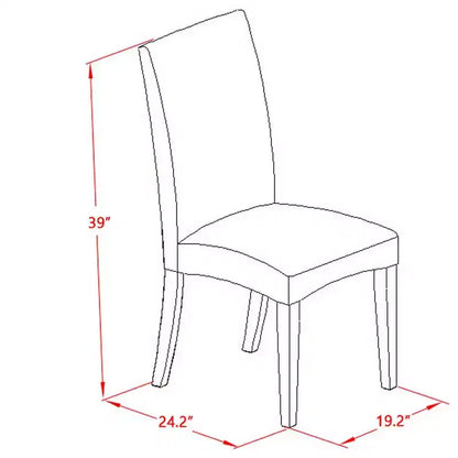 Table de salle à manger HomeStock à plateau en bois massif, 5 pièces, ronde, fini noir et cerisier, avec 4 chaises Parson