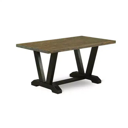 HomeStock Table de salle à manger rectangulaire 6 pièces en bois massif finition jacobéen vieilli avec 1 banc et 4 chaises