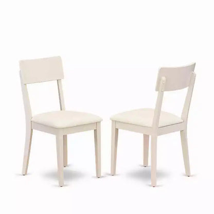 HomeStock Table à manger 7 pièces en bois massif finition lin blanc avec 6 chaises