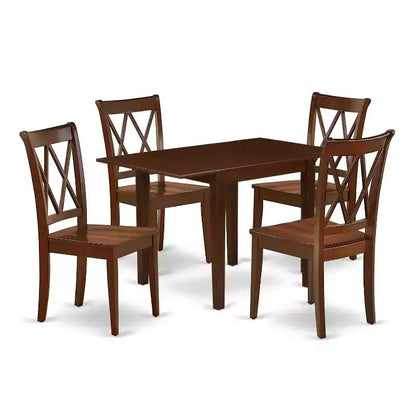 HomeStock 5-Pc Mahogany Finish Solid Wood Top - Dining Room Set - Seats 4