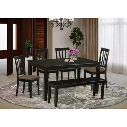 Ensemble de salle à manger contemporain - Table et 4 chaises avec banc - Ensemble dînette chic