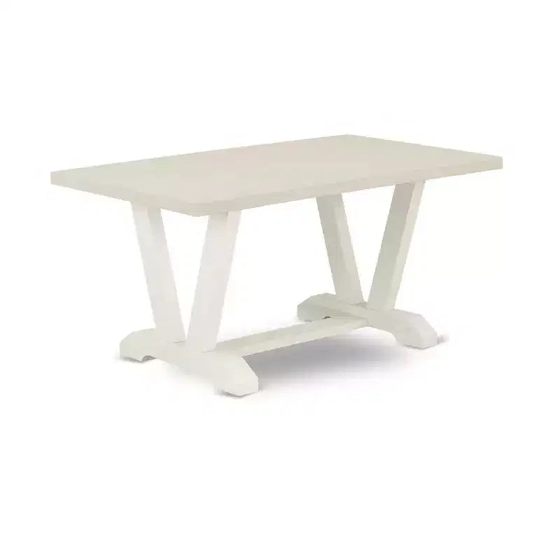 HomeStock Table de salle à manger rectangulaire en bois massif finition chêne naturel 7 pièces avec 6 chaises Parson