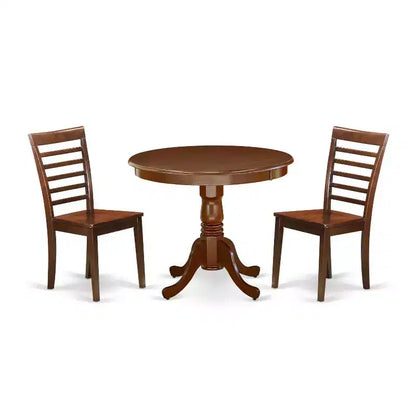 Family Dining Set 36 Inch Table with 2 Chairs - Wood Kitchen Table Set for 4