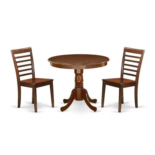 Family Dining Set 36 Inch Table with 2 Chairs - Wood Kitchen Table Set for 4