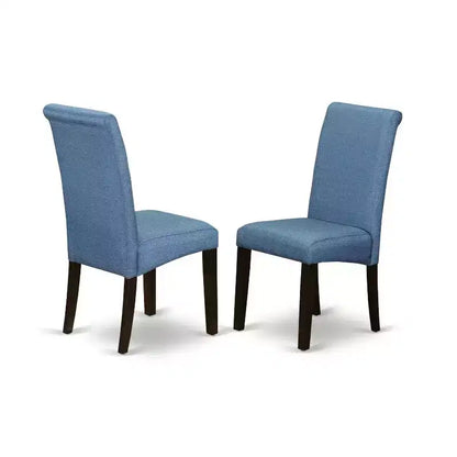 Ensemble Table de Cuisine 5 Pièces Chaises Bleu Lin Pieds Cappuccino Meubles de Salle à Manger