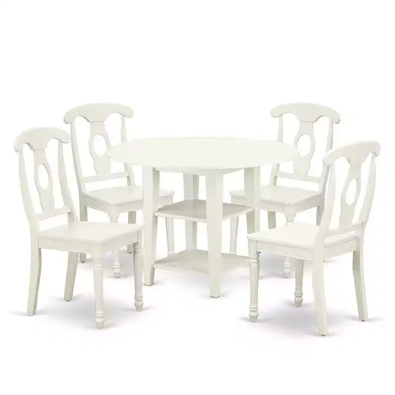Victorian Dining Set 5Pc Round Table & 4 Chairs 20-42 Inch Extendable